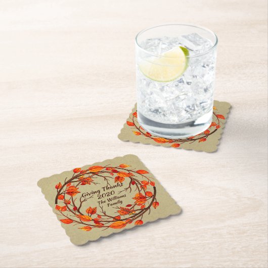 Erntedank Name-Matching hinzufügenAutumn Scalloped Untersetzer (Vor Ort)