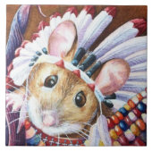 Erntedank Native American Mouse Wasserfarben Art  Fliese (Vorderseite)