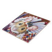Erntedank Native American Mouse Wasserfarben Art  Fliese (Seite)