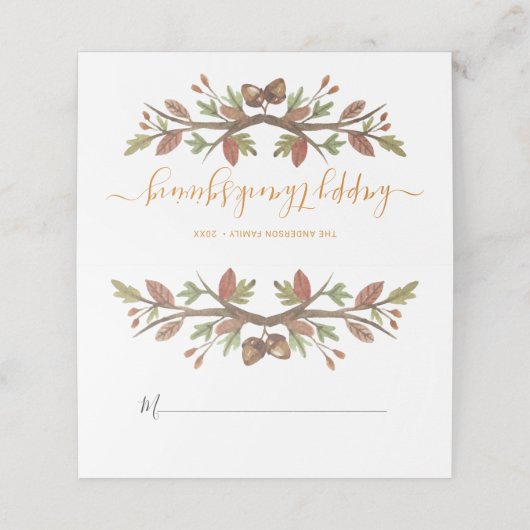 ERNTEDANK NIEDLICH FALL FOLIAGE PLATZKARTEN (Außenseite Aufgefaltet)