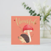 Erntedank Niedlich Kawaii Igel Einladung (Stehend Vorderseite)