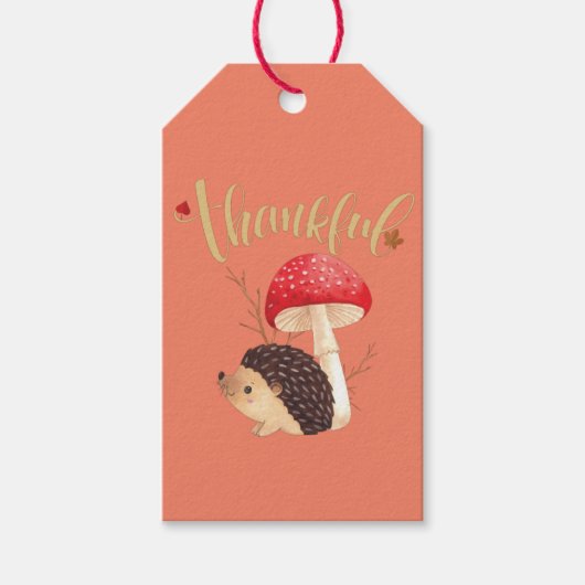 Erntedank Niedlich Kawaii Igel Herbst Geschenkanhänger (Vorderseite)
