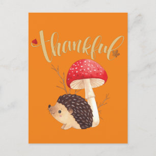 Erntedank Niedlich Kawaii Igel Herbst Postkarte