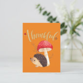 Erntedank Niedlich Kawaii Igel Herbst Postkarte (Stehend Vorderseite)