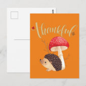 Erntedank Niedlich Kawaii Igel Herbst Postkarte (Vorne/Hinten)