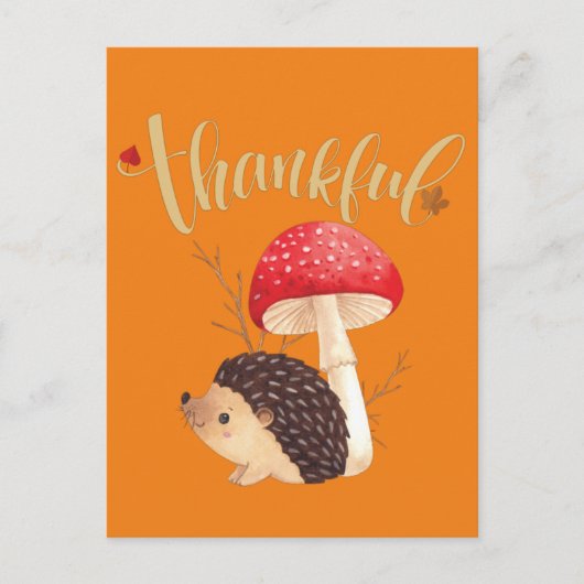 Erntedank Niedlich Kawaii Igel Herbst Postkarte (Vorderseite)
