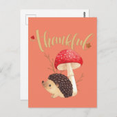 Erntedank Niedlich Kawaii Igel Herbstkarte Postkarte (Vorne/Hinten)