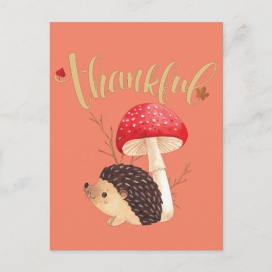 Erntedank Niedlich Kawaii Igel Herbstkarte Postkarte (Vorderseite)