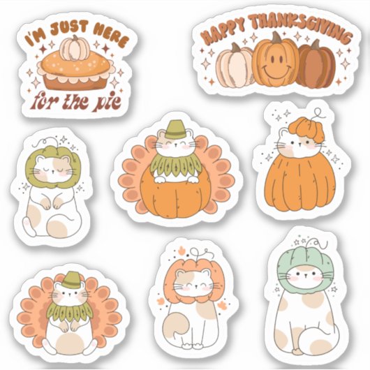 Erntedank Niedlich Kawaii Katzen - Aufkleber (Vorderseite)