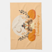 Erntedank Niedlich Orange Turkey Pumpkin Geschirrtuch (Vertikal)