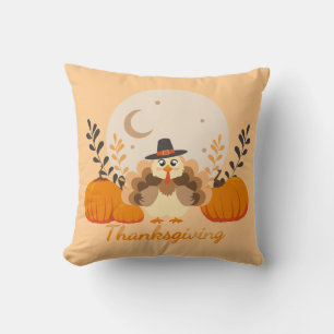 Erntedank Niedlich Orange Turkey Pumpkin Kissen