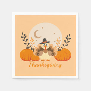 Erntedank Niedlich Orange Turkey Pumpkin Serviette
