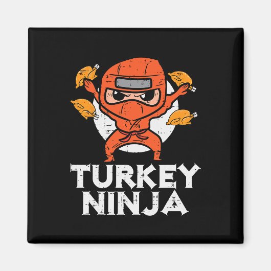 Erntedank Ninja Turkey Funny Fall Boys Kinder Tod  Magnet (Vorne)