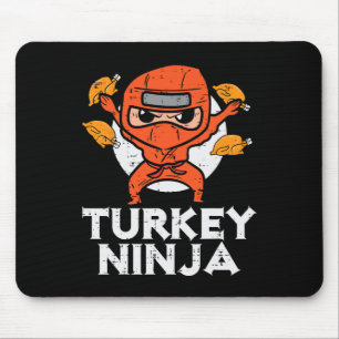 Erntedank Ninja Turkey Funny Fall Boys Kinder Tod Mousepad