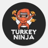 Erntedank Ninja Turkey Funny Fall Boys Kinder Tod  Runder Aufkleber (Vorderseite)