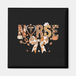 Erntedank Nurse Coquette Bow Fall Scrub Top Nur Magnet