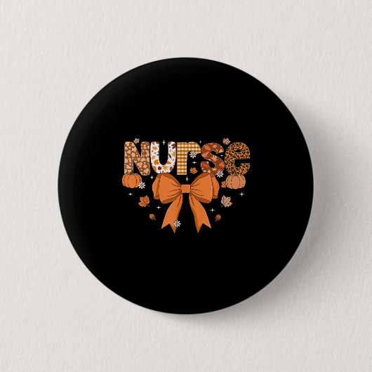 Erntedank Nurse Coquette Bow Nursing Herbst Autor Button (Vorderseite)