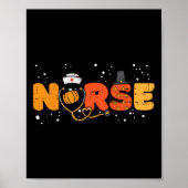 Erntedank Nurse Stethoscope Herbstfall Scrub T Poster (Vorne)