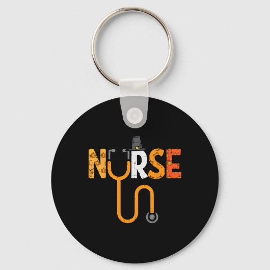 Erntedank Nurse Stethoscope Nursing Fall Scrub Schlüsselanhänger (Vorderseite)