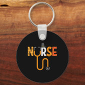 Erntedank Nurse Stethoscope Nursing Fall Scrub Schlüsselanhänger (Vorderseite)
