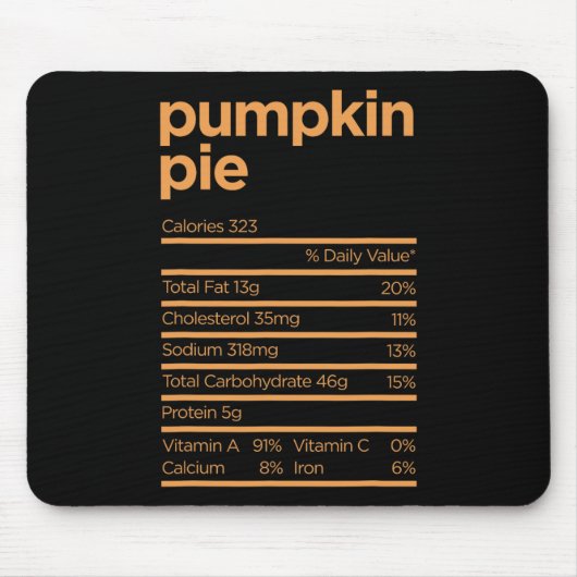 Erntedank Nutrition Pumpkin Pie Fakten Lebensmitte Mousepad (Vorne)