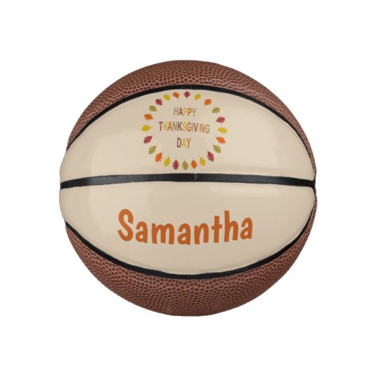 Erntedank Oak Blätter Individuelle Name Mini Basketball (Vorderseite)