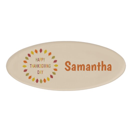 Erntedank Oak Blätter Individuelle Name Namenschild (Vorderseite)