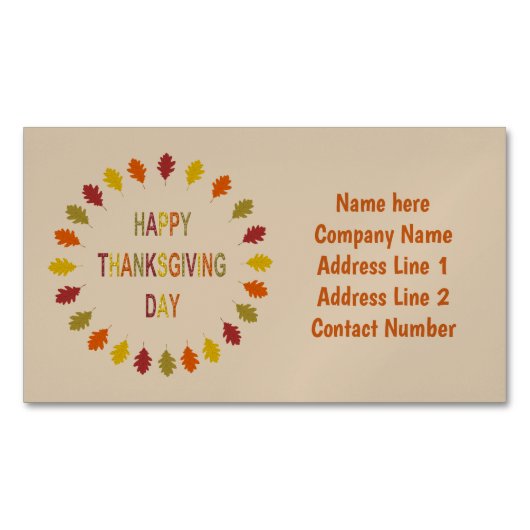 Erntedank Oak Blätter kundenspezifisch Magnetische Visitenkarte (Vorderseite)