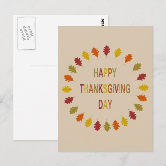 Erntedank Oak Blätter Postkarte (Vorne/Hinten)