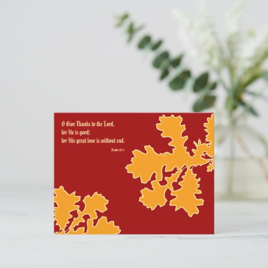 Erntedank Oak Blätter Postkarte (Stehend Vorderseite)