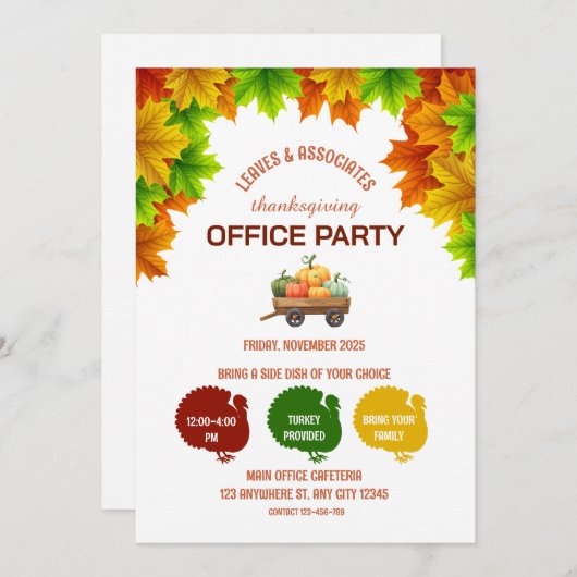 Erntedank Office-Party Einladung (Vorne/Hinten)
