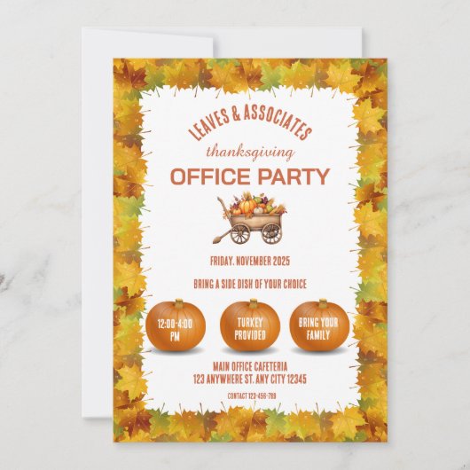 Erntedank Office-Party Einladung (Vorderseite)
