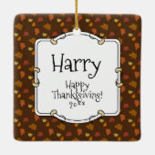 Erntedank Old English Sheepdog (Grau 1) Spaß Keramikornament (Rückseite)