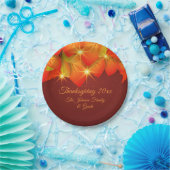 Erntedank Orange Blätter Name Jahr 7" P Pappteller (Party)