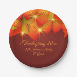 Erntedank Orange Blätter Name Jahr 7" P Pappteller