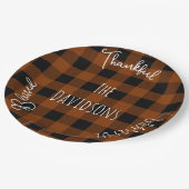 Erntedank Orange Buffalo Kariert Paper Teller (Schrägansicht)