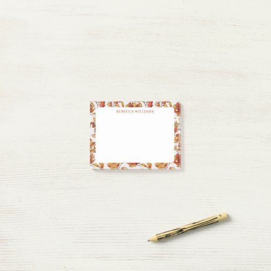 Erntedank Orange Herbstlaub Namensvorlage Post-it Klebezettel (Auf Schreibtisch)