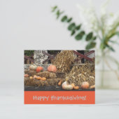 Erntedank Orange Kürbis rustikal Postkarte (Stehend Vorderseite)