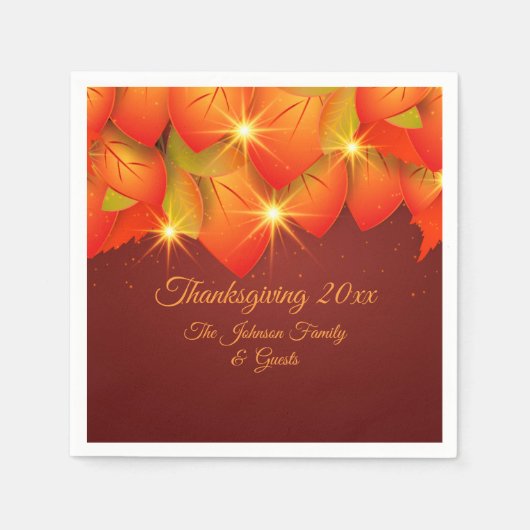 Erntedank Orange Leaf Name Cocktail Na Serviette (Vorderseite)