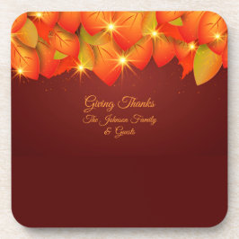 Erntedank Orange Leaf Name Hard + Cork Getränkeuntersetzer