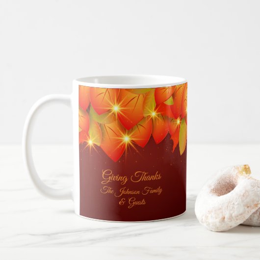 Erntedank Orange Leaf Name Jahr Kaffee Kaffeetasse (Mit Donut)