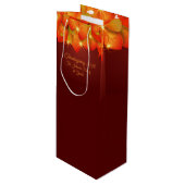 Erntedank Orange Leaf Name Jahr Wein Geschenktüte Für Weinflaschen (Vorderseite Schrägansicht)