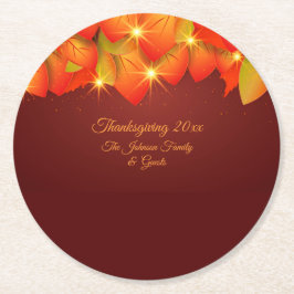 Erntedank Orange Leaf Name Runde Jahr Runder Pappuntersetzer