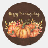 Erntedank Orange Pumpkins Floral Runder Aufkleber (Vorderseite)