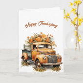 Erntedank Orange Truck Vintag Illustration Karte (Gelbe Blume)