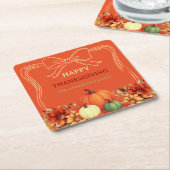 Erntedank Orangenkürbis handgezeichnet Rechteckiger Pappuntersetzer (angewinkelt)