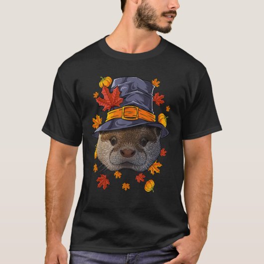 Erntedank Otter Pilgrimkostume Herbst Herbst T-Shirt (Vorderseite)