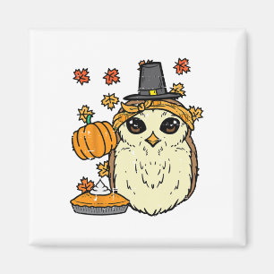 Erntedank Owl Pilgris Niedlich Herbst Herbst Fraue Magnet