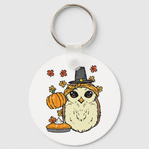 Erntedank Owl Pilgris Niedlich Herbst Herbst Fraue Schlüsselanhänger