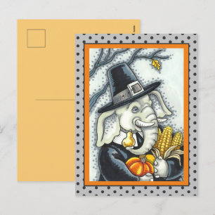 ERNTEDANK PACHYDERM, DANKFÄLTIGER PILGRIM-ELEPHANT FEIERTAGSPOSTKARTE
